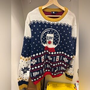 Men's Ugly Christmas Holiday Sweater - Blue, White, and Gold